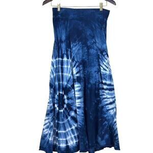 Tryst blue/white tie dye knit maxi skirt, bohemian, coastal, festival, hippie